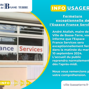 Espace France Services - Fermeture exceptionnelle le mardi 10 septembre 2024