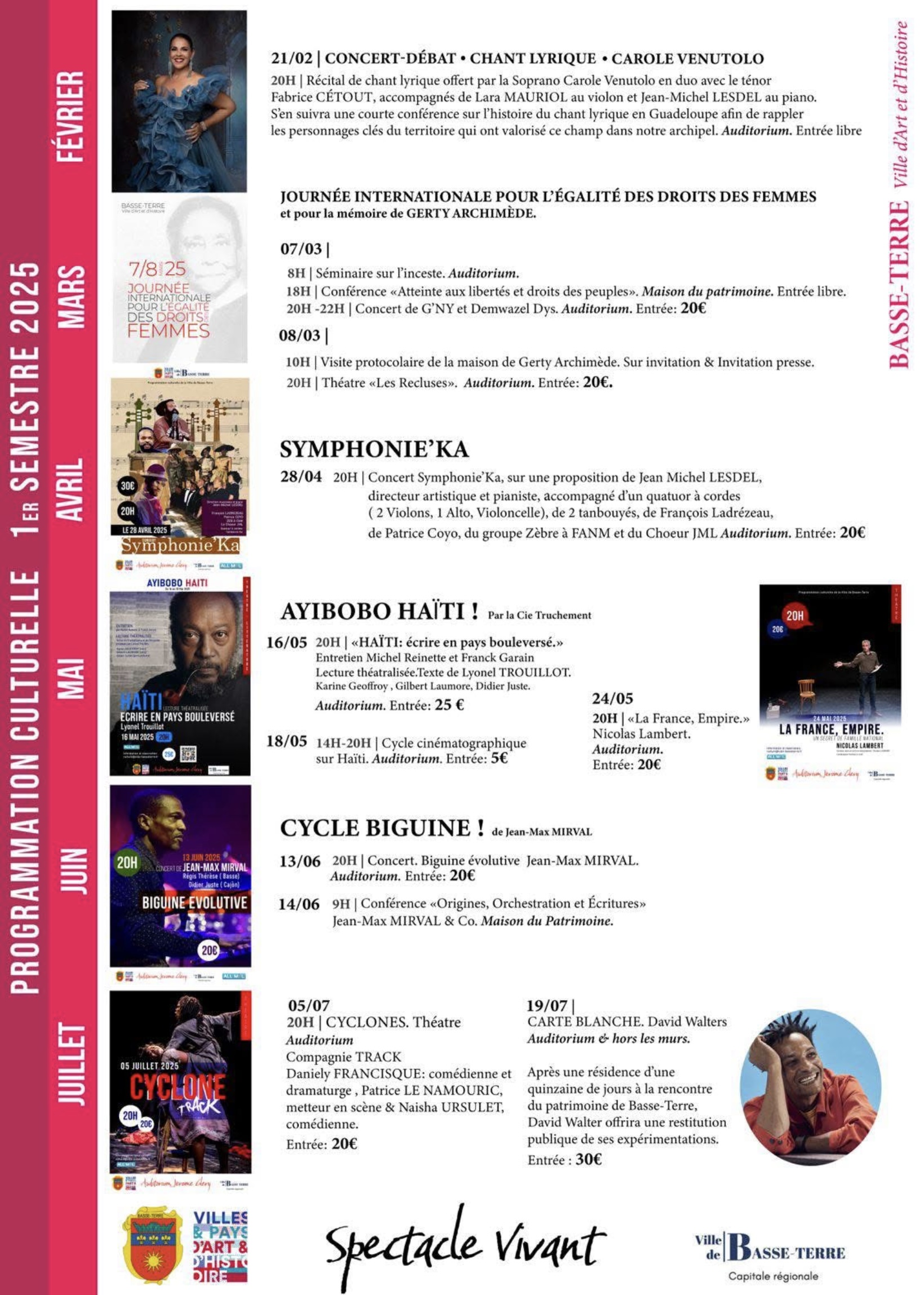 Calendrier spectacle vivant 
