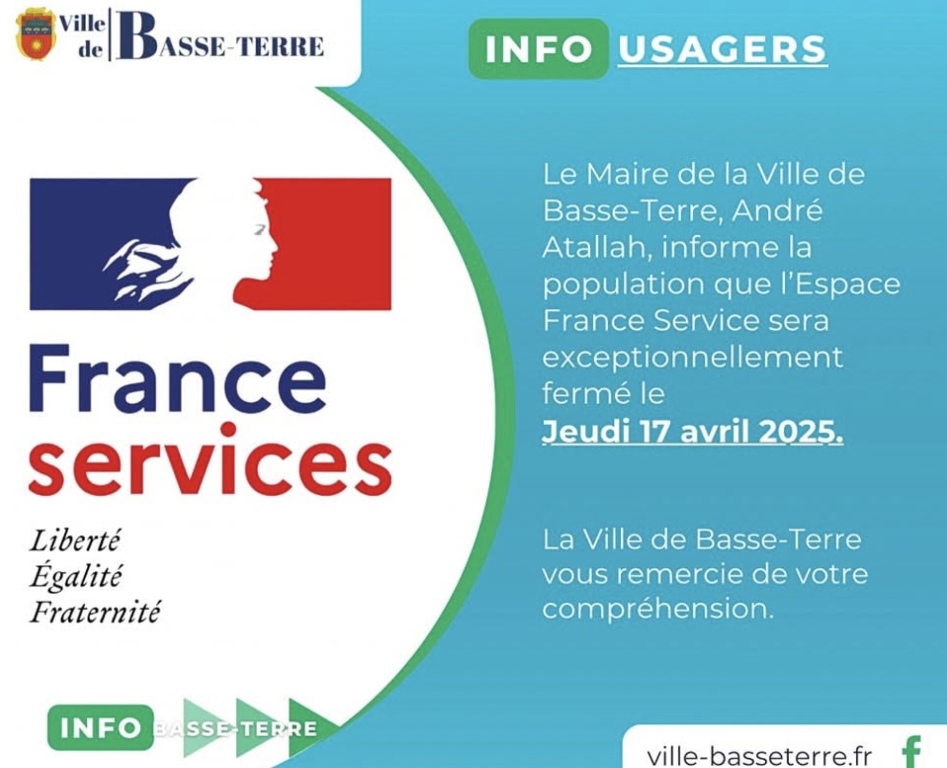 Info Usager - Fermeture exceptionnelle 