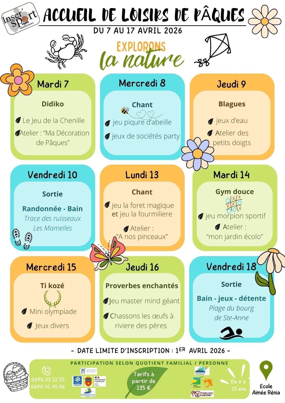 Du 7 avril au 17 avril 2026 explorons la nature.