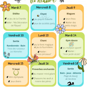 Du 7 avril au 17 avril 2026 explorons la nature.