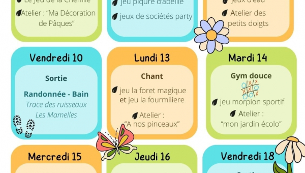 Du 7 avril au 17 avril 2026 explorons la nature.