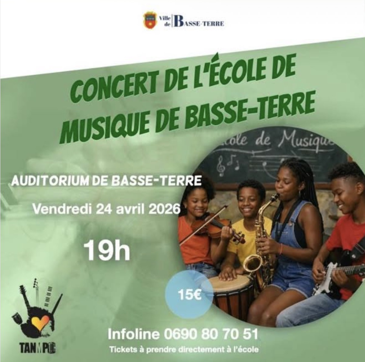 Concert de l’École de Musique / Vendredi 24 avril - 19h - Auditorium de Basse-Terre